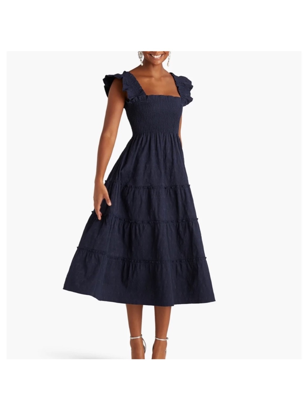 Hill House Ellie Nap Dress in Navy Broacde | Size XS
